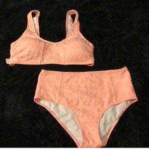 Cupshe Geometric neon pink high waisted bikini